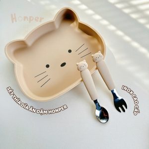 Set dĩa thìa ăn dặm hình mèo